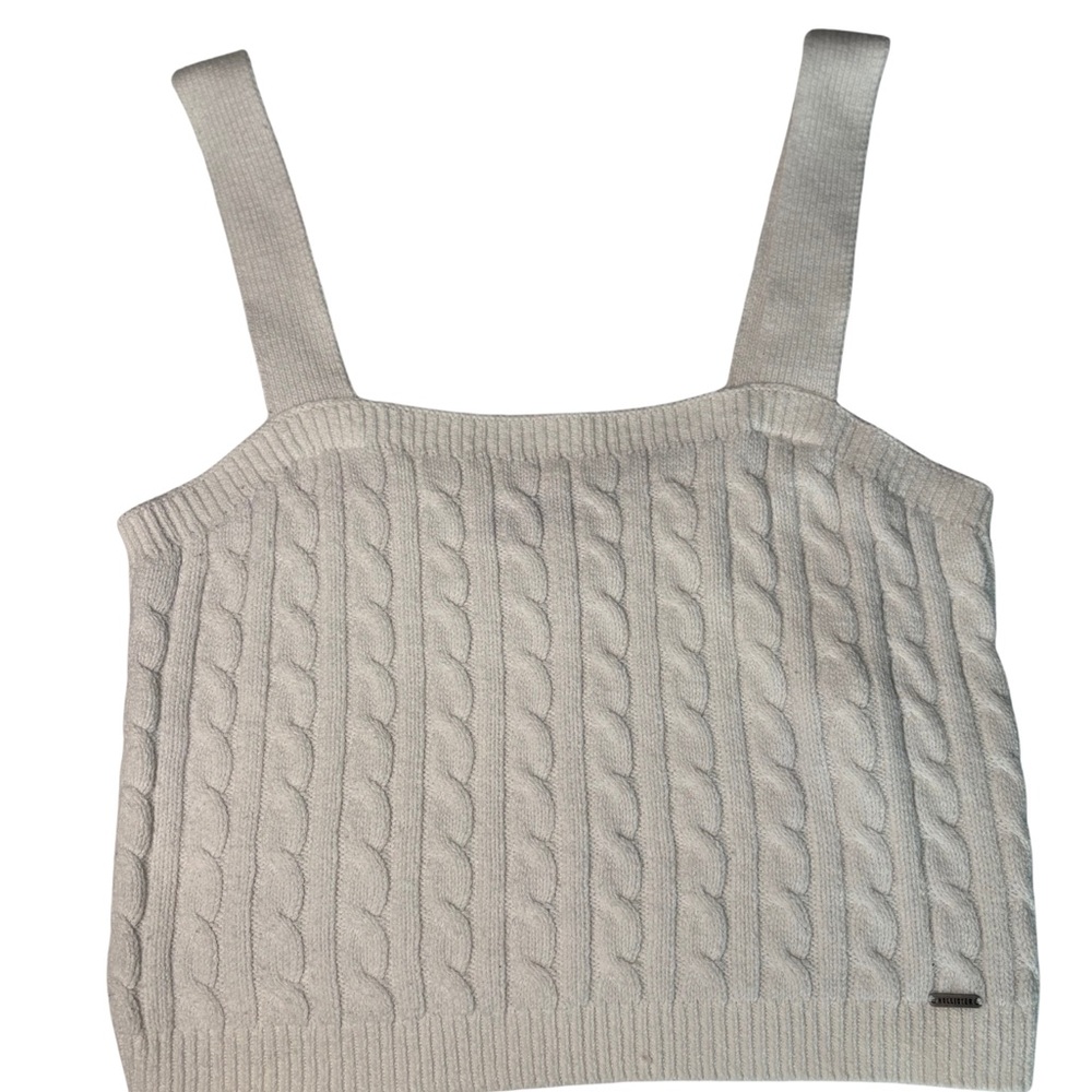 Hollister White Cable Knit Square Neck Crop Top | Cropped | Y2K | Large